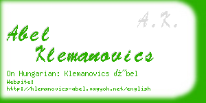 abel klemanovics business card